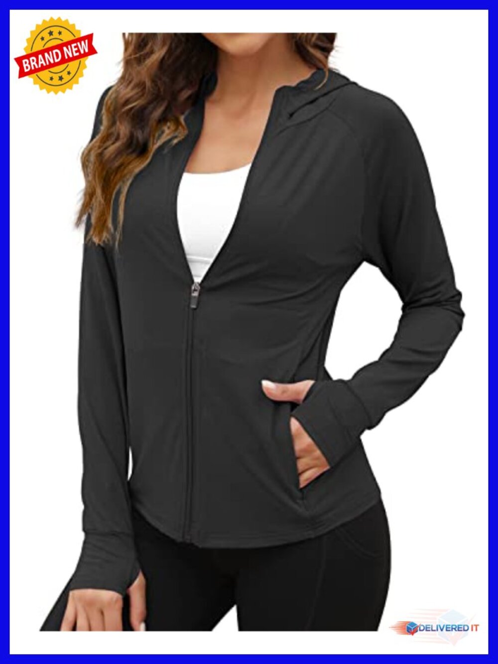 UPF 50+ Sun Protection Jacket Hoodie Zip Athletic Shirt